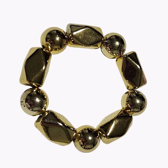 Elegant Gold Tone Nugget Bead Stretch Statement Bracelet Evening Fashion Jewelry - Picture 1 of 3